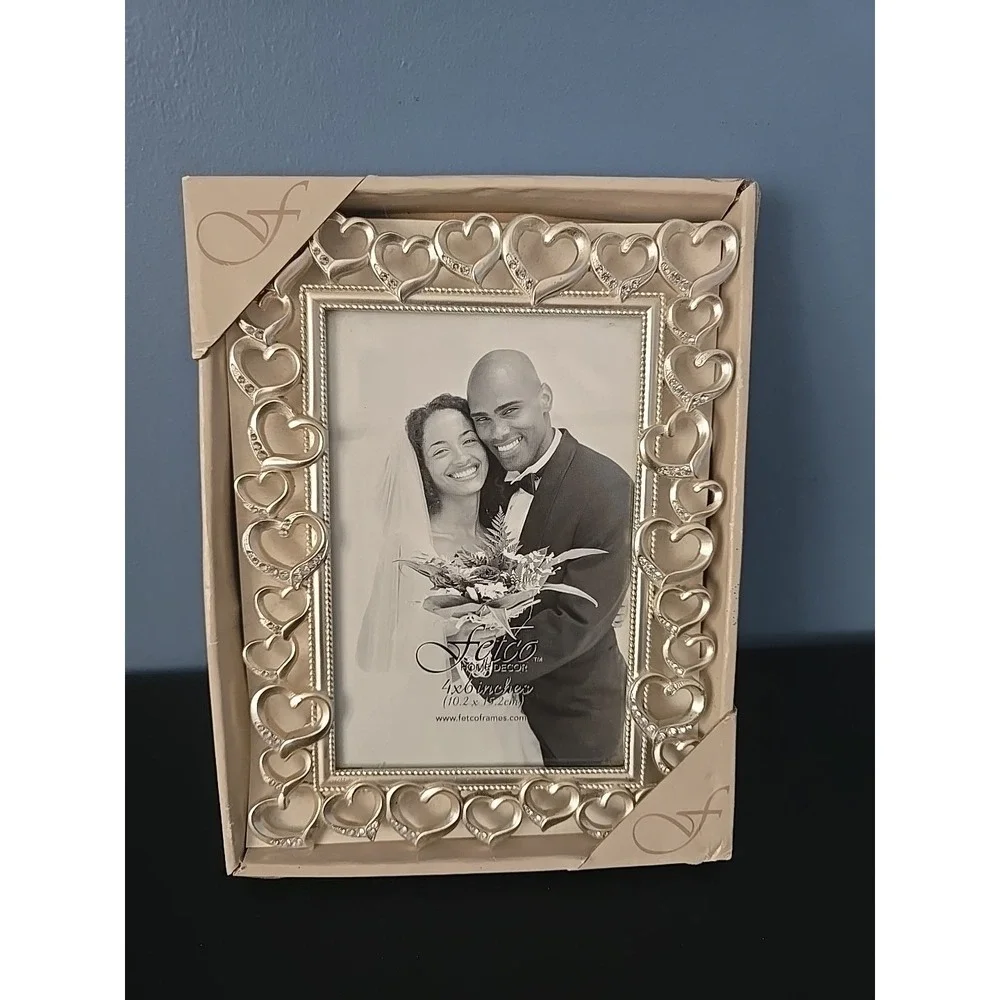Fetco Silver Picture Frame Hearts And Crystals 8